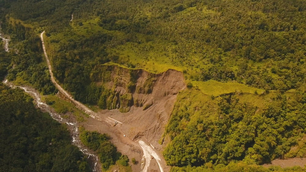 Aerial view of a landslide